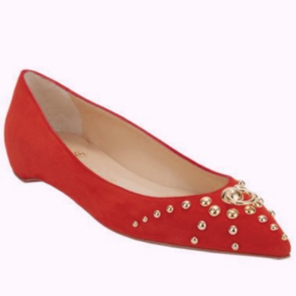 💥 LOUBOUTIN Door Knock Red Flats Sz 37